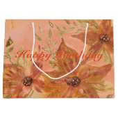 珊瑚とオレンジ色の錆びた茶色 ラージペーパーバッグ (正面)