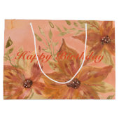 珊瑚とオレンジ色の錆びた茶色 ラージペーパーバッグ (裏面)