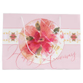 珊瑚とトープがあるピンク ラージペーパーバッグ (裏面)