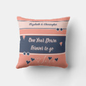珊瑚とネイビーの記念日フォト付き クッション (裏面)