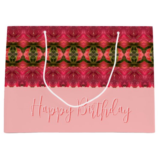 珊瑚とブルゴーニュが入ったピンク ラージペーパーバッグ (正面)