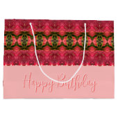 珊瑚とブルゴーニュが入ったピンク ラージペーパーバッグ (裏面)