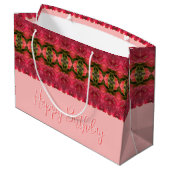 珊瑚とブルゴーニュが入ったピンク ラージペーパーバッグ (裏面アングル)