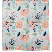 珊瑚と青い野草 シャワーカーテン (正面)