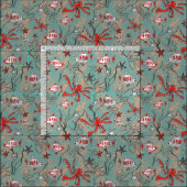 珊瑚と青の中のタコと魚の織物 ファブリック (タイル)