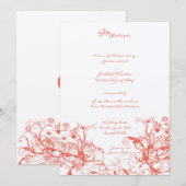 珊瑚と鳥と渦巻きのウェディングメニュー メニュー (正面/裏面)