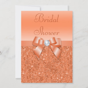 珊瑚によって印刷されるスパンコールの弓及びダイヤモンドのブライダルシャワー 招待状