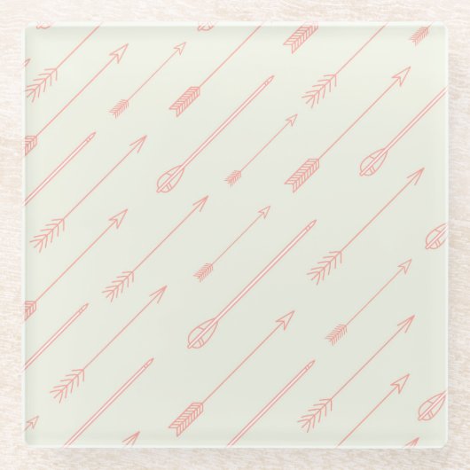 珊瑚によって輪郭を描かれる矢パターン ガラスコースター (正面)