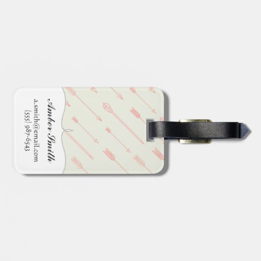 珊瑚によって輪郭を描かれる矢パターン ラゲッジタグ (裏面横)