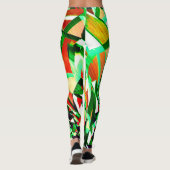 珊瑚に緑がかった縞が流れ落ちた画像 レギンス (裏面)