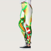 珊瑚に緑がかった縞が流れ落ちた画像 レギンス (左)