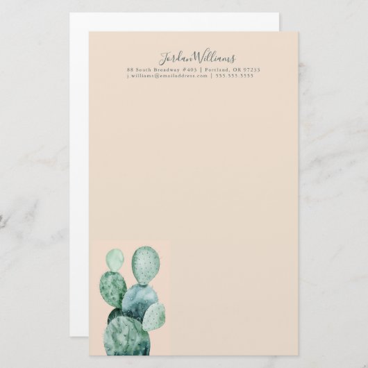 珊瑚のあなたの一流の|のサボテンを加えて下さい 便箋 (正面/裏面)