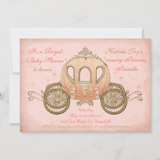 珊瑚のおとぎ話のプリンセスのベビーシャワー招待状 招待状 (正面)