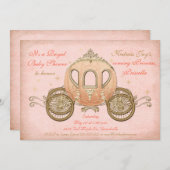 珊瑚のおとぎ話のプリンセスのベビーシャワー招待状 招待状 (正面/裏面)