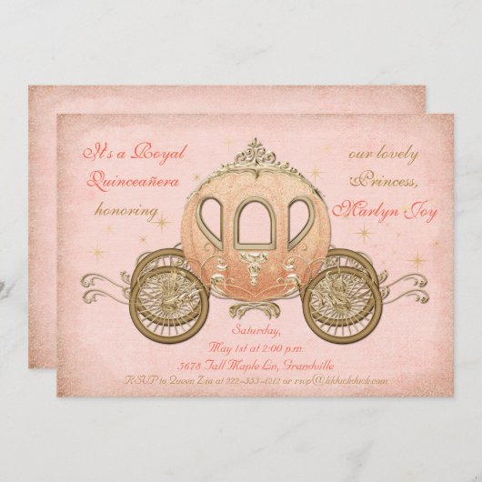 珊瑚のおとぎ話のプリンセスキンセアニェラの招待状 招待状 (正面/裏面)