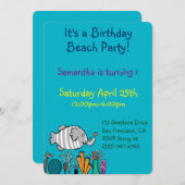 珊瑚のかわいい象の魚の姿 招待状 (正面/裏面)