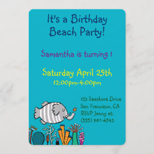 珊瑚のかわいい象の魚の姿 招待状