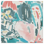 珊瑚のこんにちはハイビスカスの水彩画の花柄 ファブリック (クローズアップ)