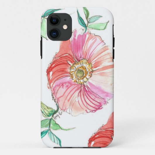 珊瑚のケシの水彩画のiPhoneの場合 Case-Mate iPhoneケース (裏面)
