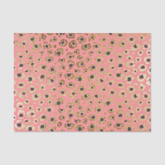 珊瑚のシックでフェイクな金ゴールドそして黒いチータのプリント 薄葉紙 (正面)