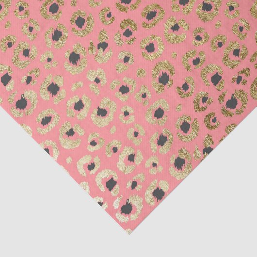 珊瑚のシックでフェイクな金ゴールドそして黒いチータのプリント 薄葉紙 (詳細)