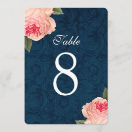 珊瑚のシャクヤクおよび海軍テーブル数 招待状