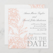 珊瑚のシャクヤクのヴィンテージの保存日付 セーブザデート (正面/裏面)