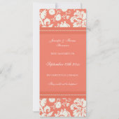 珊瑚のダマスク織のたった今結婚しましたの発表カード 案内状 (裏面)