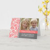 珊瑚のダマスク織の写真の幸せな母の日カード カード (黄色い花)