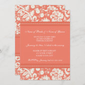 珊瑚のダマスク織の婚約パーティの招待状 招待状 (正面/裏面)