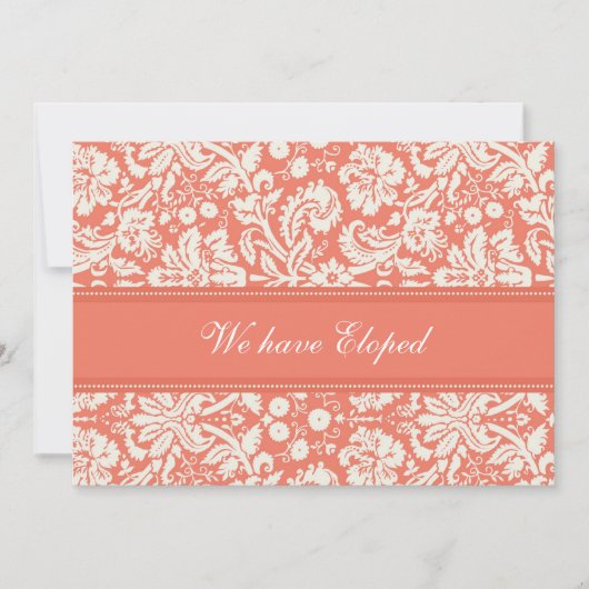 珊瑚のダマスク織の駆け落ちの発表カード 案内状 (正面)