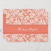 珊瑚のダマスク織の駆け落ちの発表カード 案内状 (正面/裏面)