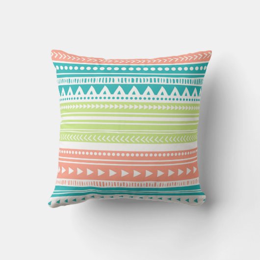 珊瑚のティール（緑がかった色）のライムの種族の装飾的な枕 クッション (裏面)