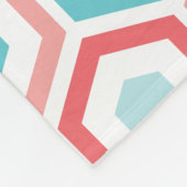 珊瑚のティール（緑がかった色）のレトロの幾何学的なパターン フリースブランケット (角)