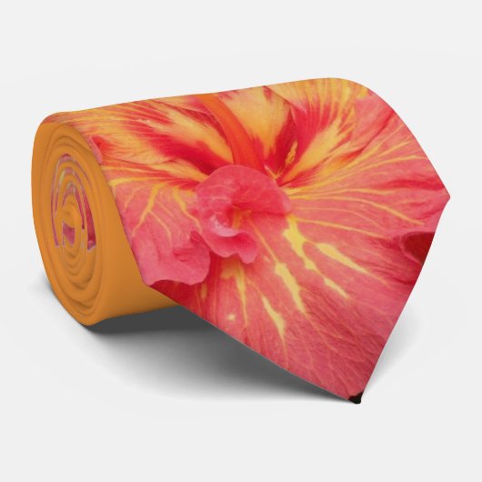 珊瑚のハイビスカスの結婚式 ネクタイ (ロール)