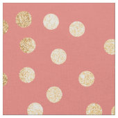 珊瑚のピンクおよび金ゴールドのグリッター都市点 ファブリック (クローズアップ)