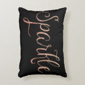 珊瑚のピンクおよび金ゴールドのフェイクなグリッターの輝き アクセントクッション (正面(垂直))