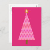 珊瑚のピンクのグラデーションでモダンなクリスマスツリー シーズンポストカード (正面/裏面)