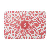 珊瑚のピンクのビーチの珊瑚礁のヒトデのモノグラム バスマット (正面)