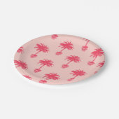 珊瑚のピンクの色合いの鉢植えなヤシの木 ペーパープレート (アングル)