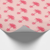 珊瑚のピンクの色合いの鉢植えなヤシの木 ラッピングペーパー (角)