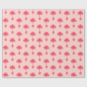 珊瑚のピンクの色合いの鉢植えなヤシの木 ラッピングペーパー (フラット)