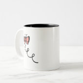 珊瑚のピンクの蝶 ツートーンマグカップ (正面左)