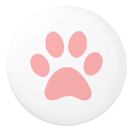 珊瑚のピンクの足のプリントの小犬猫か他の動物 セラミックノブ (正面)