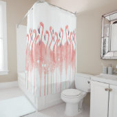珊瑚のフラミンゴのシャワー・カーテン シャワーカーテン (インサイチュ)