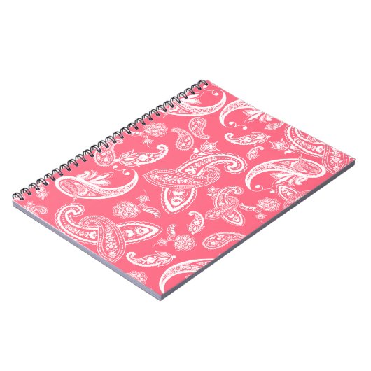 珊瑚のペイズリーのノート ノートブック (左側)