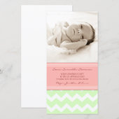 珊瑚のミントはベビーシャワーの写真カード感謝していしています サンキューカード (正面/裏面)