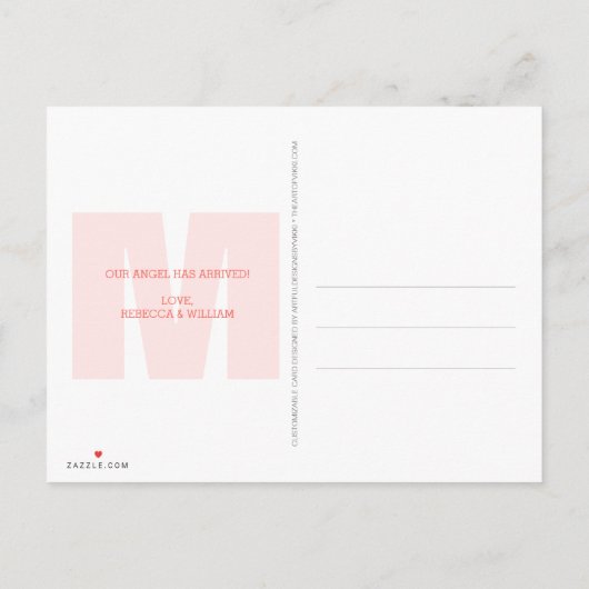 珊瑚のモダンなモノグラムのシンプル3の写真のコラージュ 案内ポストカード (裏面)