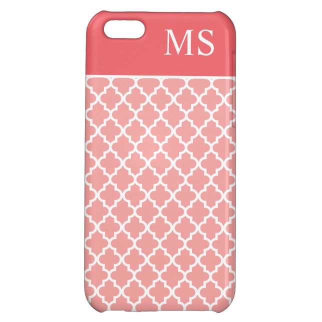 珊瑚のモノグラムのモトッコ人パターン iPhoneケース (裏面)