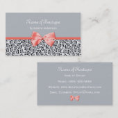 珊瑚のリボンが付いている灰色のジャガーのプリントのブティック 名刺 (正面/裏面)